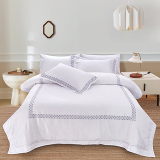 Embroidery Bed Cover Designs Hotel Bed Linen Bedding Set White